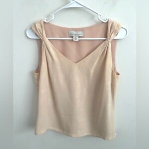 Silk Fairycore Blouse Women’s  8 Beige Pastel Dainty Tank Top Career office